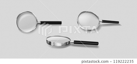 Realistic 3d magnifier glass in different angles 119222235
