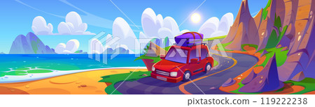 Summer car trip for sea beach vacation travel road Summer car trip for sea beach vacation travel road 119222238
