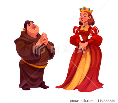 Medieval people vector. Cartoon princess and man Medieval people vector. Cartoon princess and man 119222280