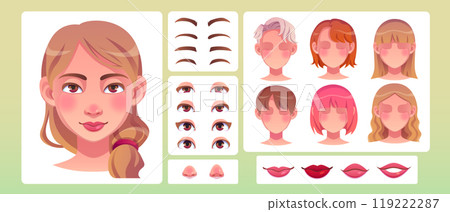 Woman face construction kit Woman face construction kit 119222287