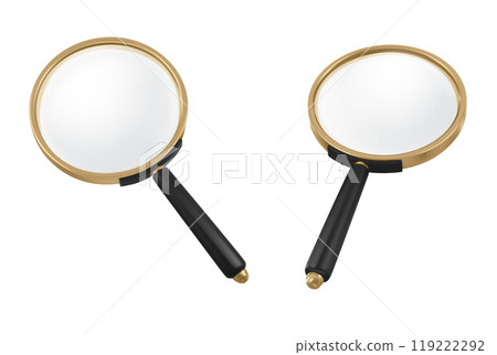 Magnify glass in different view angles. 119222292