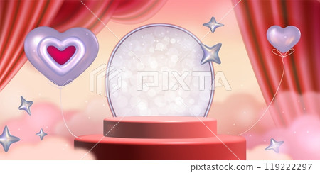 Round podium and heart shape air balloons Round podium and heart shape air balloons 119222297