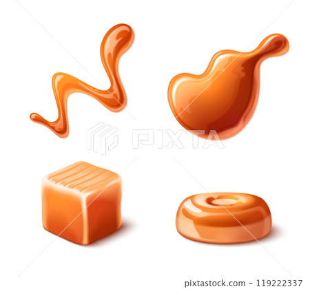 Milk toffee caramel splash and candy. 119222337