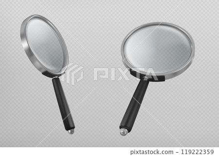 Magnify glass in different view angles. Magnify glass in different view angles. 119222359