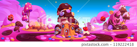 Candy land world with sweet game landscape vector Candy land world with sweet game landscape vector 119222418