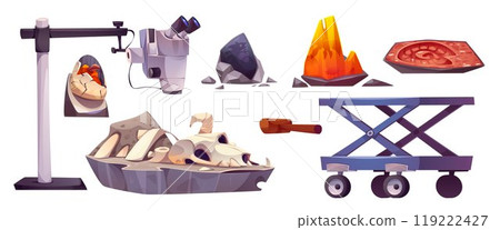 Scientist lab room with dinosaur fossil vector Scientist lab room with dinosaur fossil vector 119222427