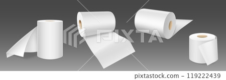 White empty toilet paper rolls stand and lay. White empty toilet paper rolls stand and lay. 119222439