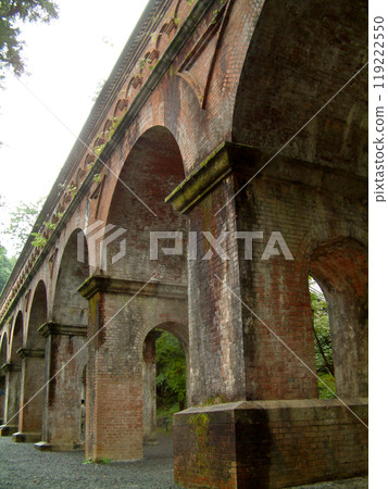Aqueduct red bridge / Aqueduct and bridge piers made of red bricks (aqueduct bridge over Lake Biwa Canal) 119222550