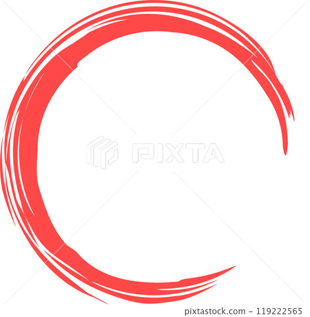 手繪的紅色圓圈，看起來像是用畫筆畫的。 119222565