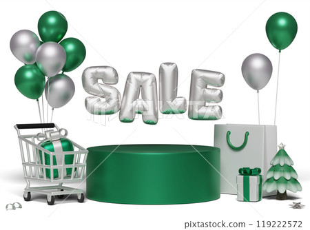 green silver color sale podium 3D graphic green silver color sale podium 3D graphic 119222572
