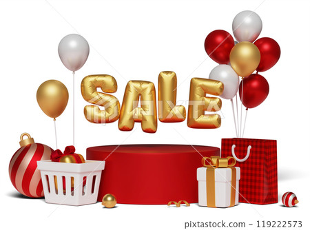 red gold white color sale podium 3D graphic red gold white color sale podium 3D graphic 119222573