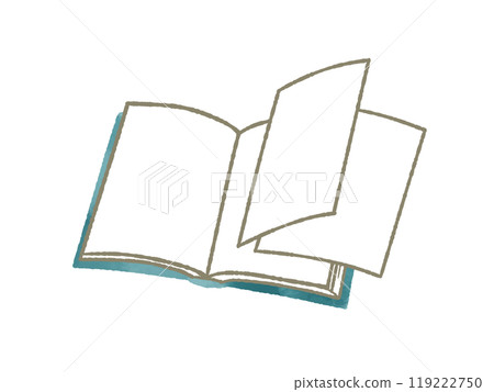 Book with pages falling out - watercolor Book with pages falling out - watercolor 119222750