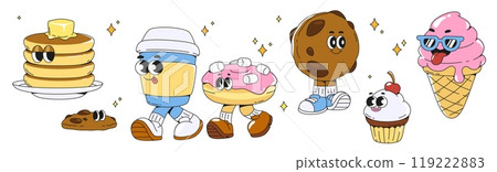 Groovy dessert characters set Groovy dessert characters set 119222883