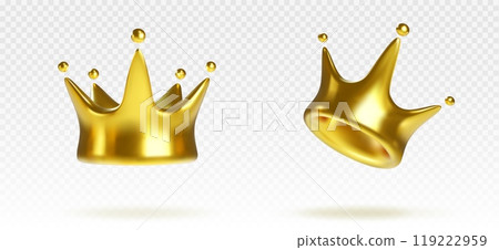 Golden king crown in different angles. Golden king crown in different angles. 119222959