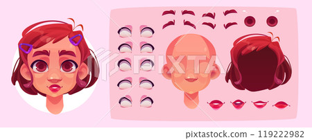 Caucasian girl face constructor set Caucasian girl face constructor set 119222982