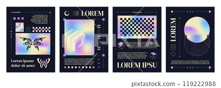 Poster in y2k style with holographic element 119222988