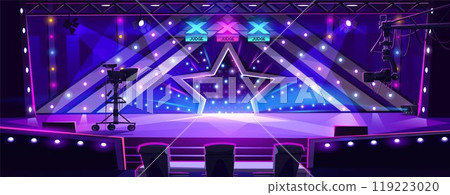 Talent reality show with equipment on stage 119223020