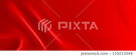 Red silk fabric with flow liquid waves effect 119223044