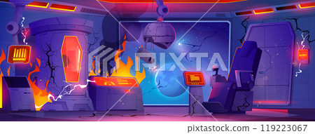 Fire smoke in cryogenic laboratory with capsule Fire smoke in cryogenic laboratory with capsule 119223067