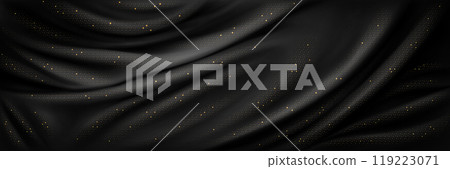 Luxury black silk fabric with gold glitter 119223071