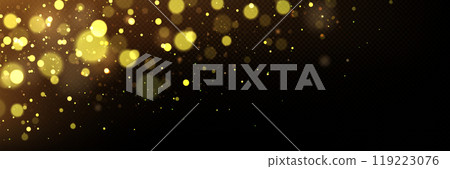 Gold light bokeh effect on transparent background 119223076
