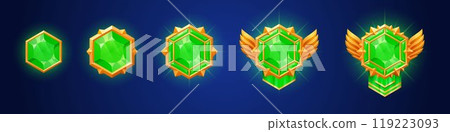 Golden badge with diamond for game ui level rank Golden badge with diamond for game ui level rank 119223093