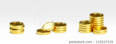3D stacks of golden coins 119223126