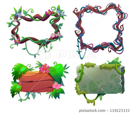 Jungle frame and border plate game ui design set Jungle frame and border plate game ui design set 119223131