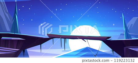 Suspension rope bridge in night mountains Suspension rope bridge in night mountains 119223132