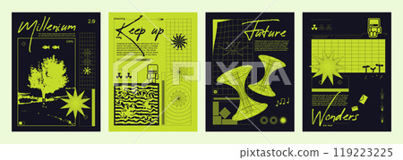 Poster design template in retro y2k style 119223225