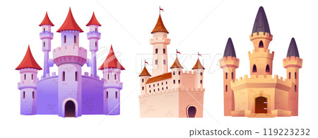Medieval castles set isolated on white background Medieval castles set isolated on white background 119223232