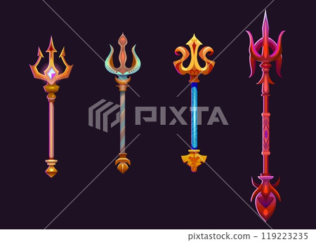 Magic tridents set isolated on black background 119223235