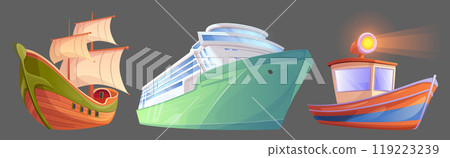 Floating sailboat of different size 119223239