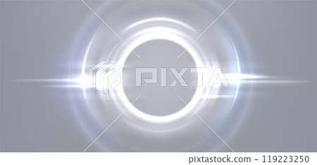 White neon glowing circle. Realistic vector 119223250