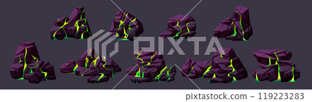 Rock boulder crack with toxic light texture vector 119223283