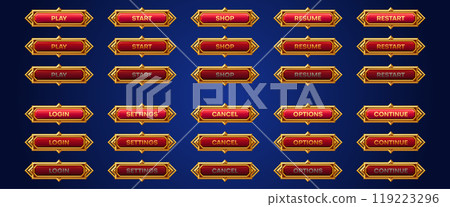 Cartoon set of medieval game buttons animation set 119223296