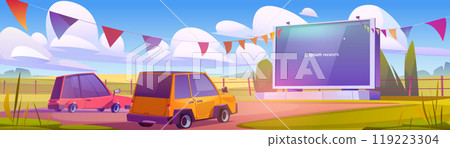Day drive in outdoor cinema parking illustration 119223304