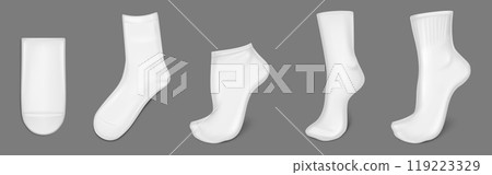 White socks realistic mockup. Vector 3d set White socks realistic mockup. Vector 3d set 119223329