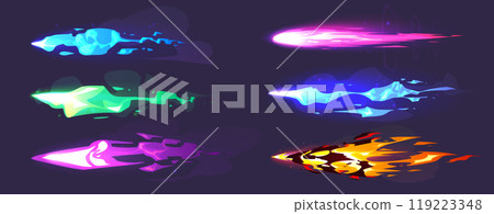 Game handgun or blaster shoot light effect. Game handgun or blaster shoot light effect. 119223348