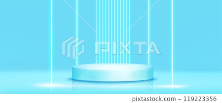 Hologram circular product display podium 119223356