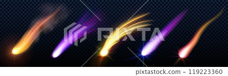 Comet trail effect and meteor star light vector Comet trail effect and meteor star light vector 119223360
