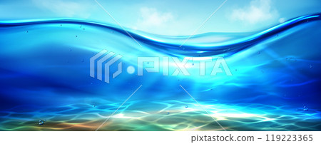 Sea bottom view under blue sky Sea bottom view under blue sky 119223365