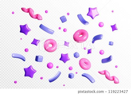 Party firecracker confetti 3d vector icon. Party firecracker confetti 3d vector icon. 119223427