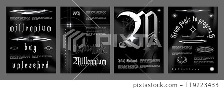 Poster design template in y2k grunge gothic style Poster design template in y2k grunge gothic style 119223433