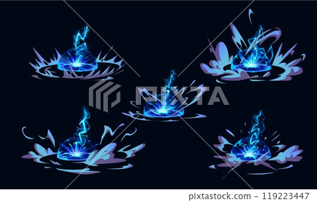 Lightning hit ground or floor with burst effect. 119223447