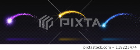 Shooting star neon light arc with gold glitter 119223474