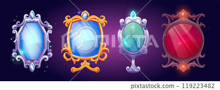 Set of magic game mirrors isolated on background Set of magic game mirrors isolated on background 119223482