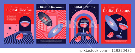 Set of y2k electronic music party posters 119223483