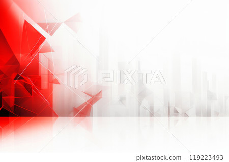 Red and white geometric shapes overlap creating a dynamic digital artwork background Red and white geometric shapes overlap creating a dynamic digital artwork background 119223493