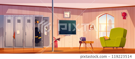 Fire station rest room cartoon vector illustration 119223514
